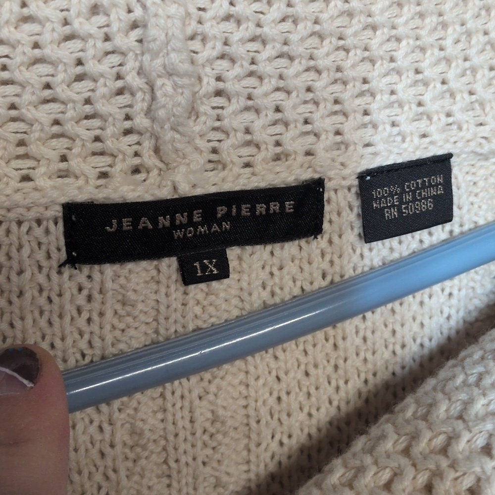 Jeanne Pierre Woman Cream Cowl Neck Sweater Size 1X, Cozycore, Neutral - Picture 4 of 7